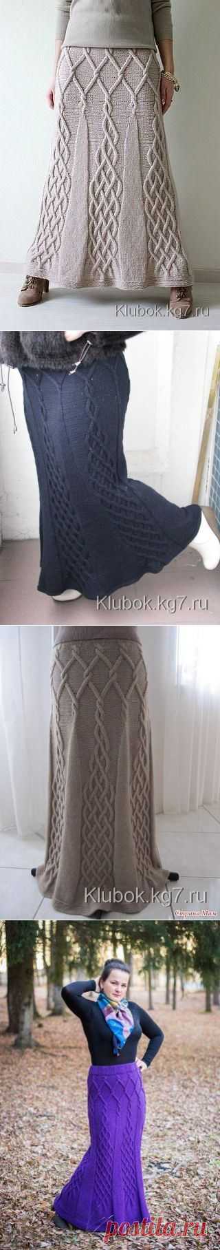 Юбка спицами с вертикальными аранами -"эйфелева башня", автор - Леночка Кузьмина | Клубок