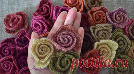 Crocheted rose Boa Scarf Jewelry Handmade Flowers Boho style
