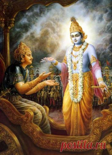 ШРИ КРИШНА БЕСЕДУЕТ С ЦАРЕМ ЮДХШИТХИРЫ АРДЖУНОЙ