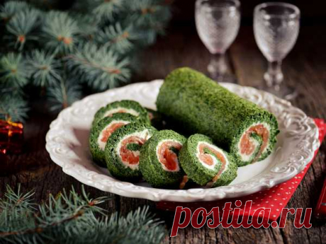 Шпинатный рулет с лососем и сливочным сыром — рецепт с фото пошагово