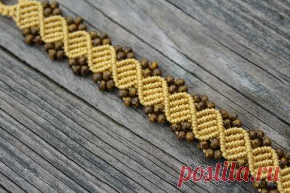 Micro-Macrame Beaded Bracelet - Marigold and Picasso