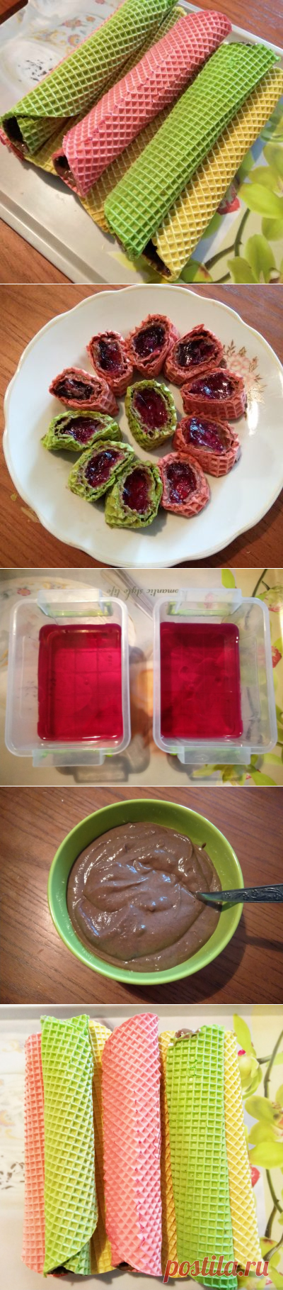 Вафельный рулет с желе - рецепт с фото пошагово