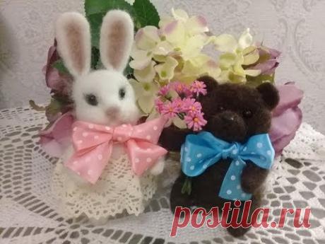 ЗАЙЧИК -- СУХОЕ  ВАЛЯНИЕ /ШКОЛА  ФЕЛТИНГА Татьяны Шелиповой /FELTING  RABBIT/毡玩具