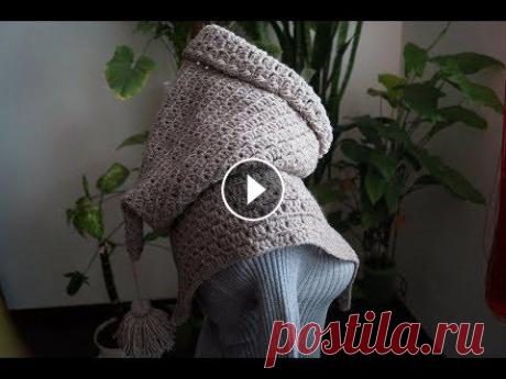 Вязаная шаль-капюшон. Крючок. Вязаная шаль-капюшон. Крючок....