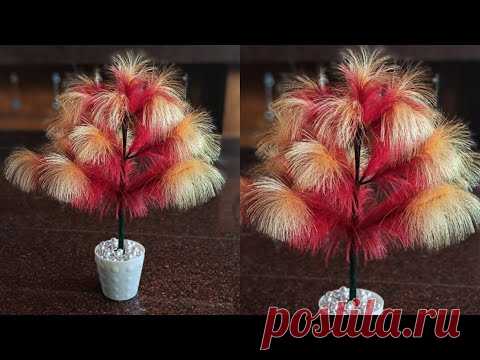 Дерево из атласных лент | поделки из атласных лент