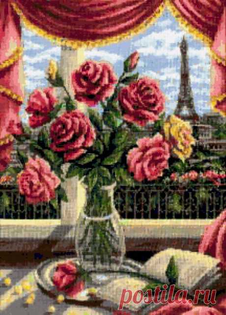 Схема вышивки «Окно в Париж» - Вышивка крестом