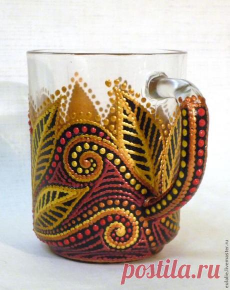 Кружка «Листопад» в технике точечной росписи