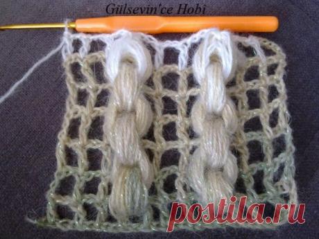 Интересный узор на филейной сетке.