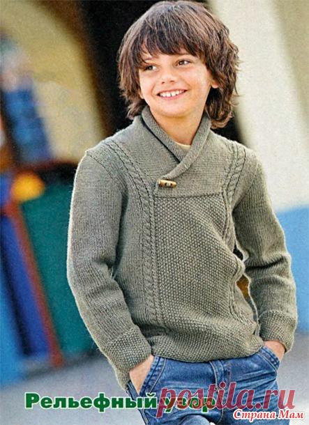 Пуловер цвета хаки для мальчика 2(4) 6(8) 10(12) лет - Вязание для детей - Страна Мам