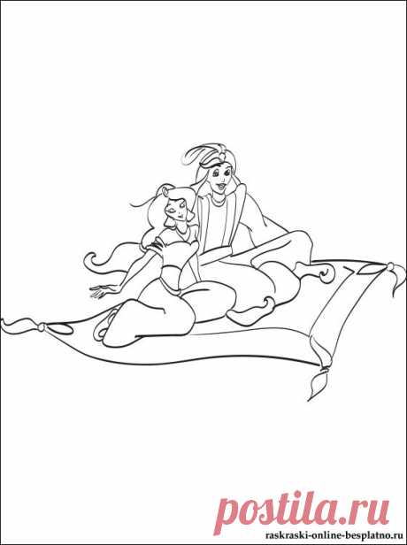 Путешествие принцессы Жасмин и Аладдина | Раскраски для детей