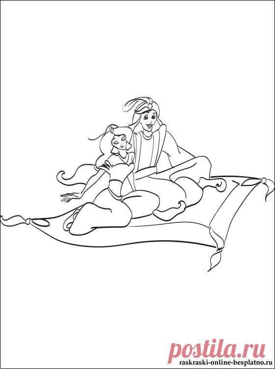 Путешествие принцессы Жасмин и Аладдина | Раскраски для детей
