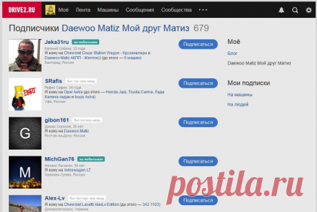 Подписчики Daewoo Matiz Мой друг Матиз