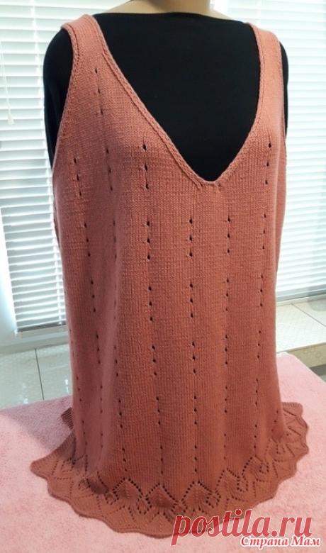 Домашняя майка "Азалия" спицами Здравствуйте! Предлагаю к просмотру свою новую работу.  Связала себе домашнюю майку "Азалия" спицами. Почему домашнюю? Майка достаточно открытая.