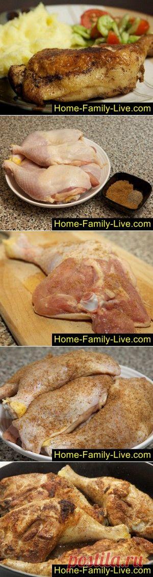 Жареные куриные ножки - пошаговый фоторецепт -окорочка специямиКулинарные рецепты