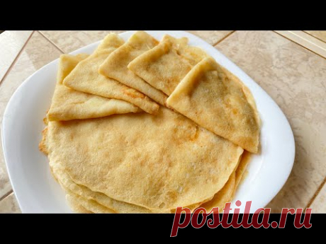 Вкусные и самые бюджетные блины. Таких блинов я ещё не ела. Блины на воде с луком.