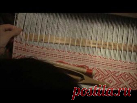 Узорная полоса в технике двухуточного браного ткачества