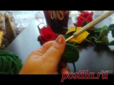 Вяжем #чашелистики # для роз#