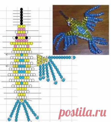 Все РукоТворчество: Колибри из бисера параллельным плетением. Схема