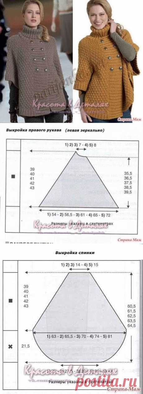 Модное пончо-пальто с теплым "горлышком" спицами!