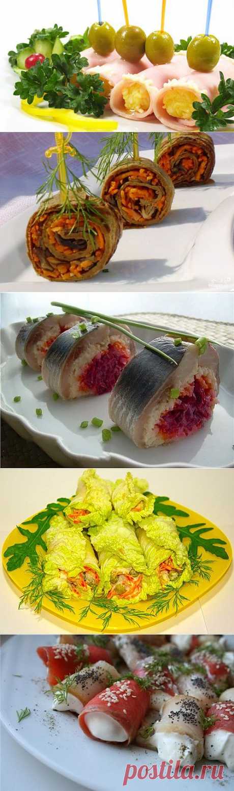 Самые вкусные закуски: рулетики с разными начинками