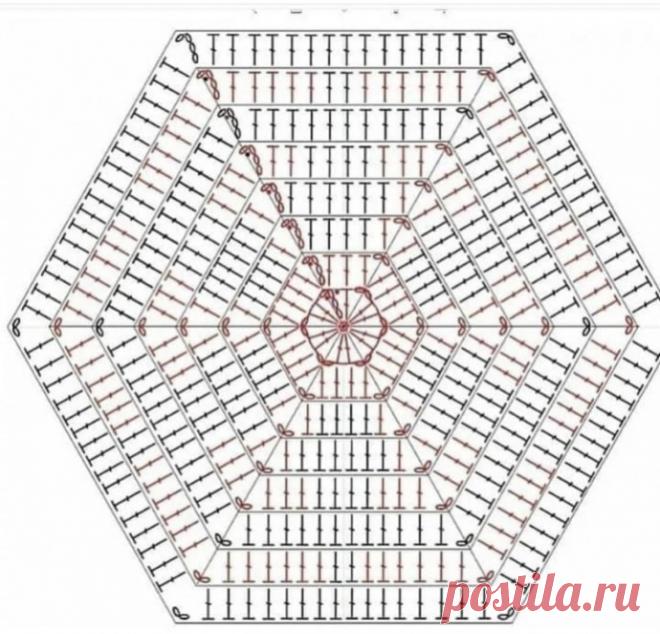 Схема аккуратного шестиугольника крючком