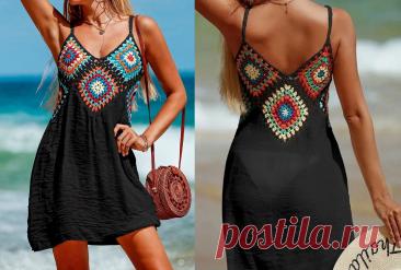 Летний сарафан с вязаным лифом