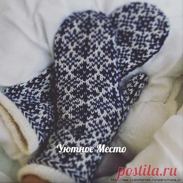 Варежки спицами 