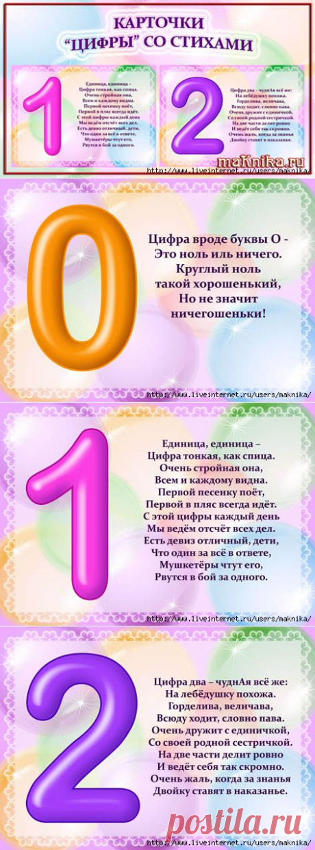 Карточки &quot;Цифры&quot; со стихами