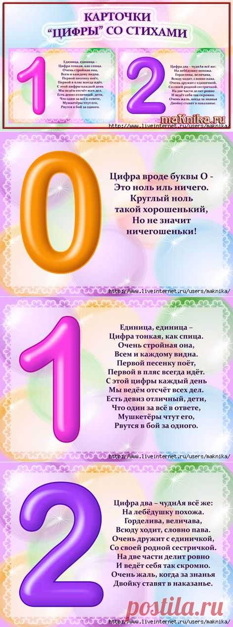 Карточки "Цифры" со стихами