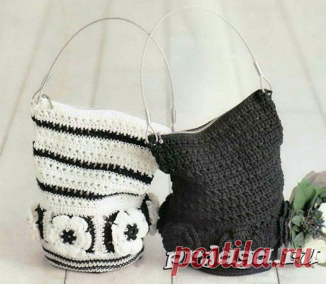 Сумочки крючком с цветочными мотивами
