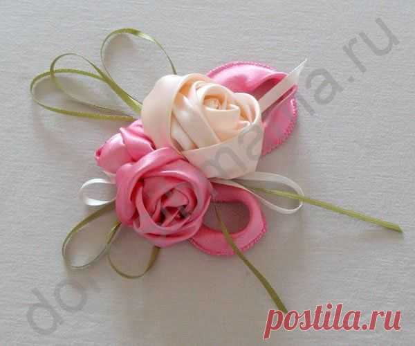 Розочки из атласной ленты.