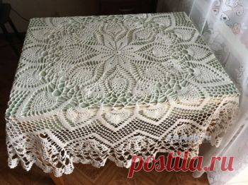 Скатерть крючком. Работа Надежды Борисовой Скатерть белая. Размер готового изделия - 152 см. Связана от центра по кругу. Пряжа натуральный хлопок 100% 