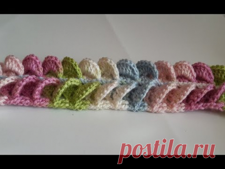 diadema a crochet en punto mariposa 3D tejido con Ganchillo - crochet headband in butterfly point - YouTube