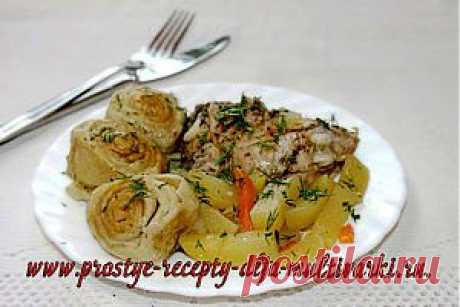Штрудели с курицей и картошкой в мультиварке