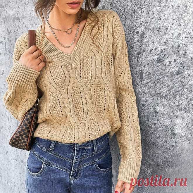 Пуловер с ромбами и жгутами (схема узора)