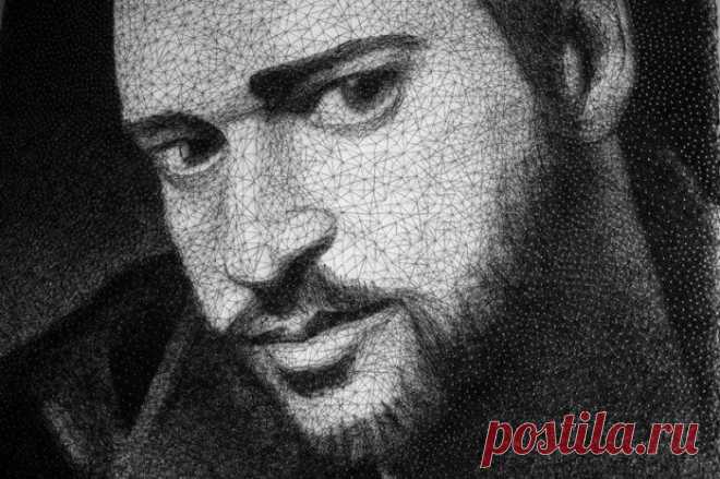 Портрет из 24 километров нити и 13 тысяч гвоздей | Фото-Мир и обо всем...