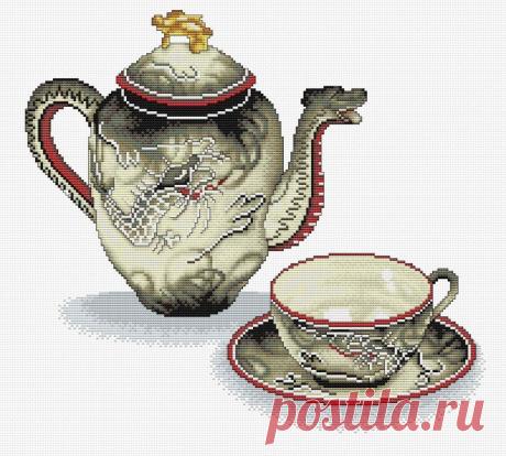 Вышивка крестом посуда. Вышивка крестом чайный сервиз |