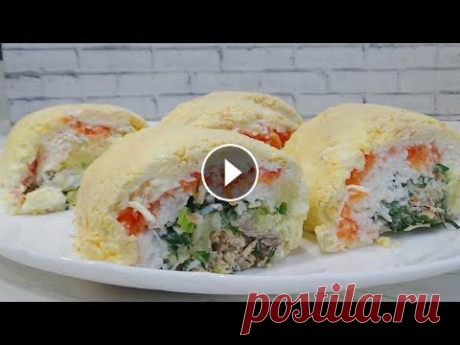 СЛОЁНЫЕ САЛАТЫ теперь ТОЛЬКО ТАК Эффектная закуска на праздничный стол НОВОГОДНЕЕ МЕНЮ 2020 Просто Красиво и Вкусно!Попробуйте приготовить, Вам понравится! Для приготовления необходимо: картофель (отварить)-1-2 шт морковь (отварить)-1 шт конс...