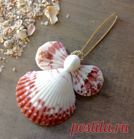 This Adorable Calico Seashell Angel is handmade here at Sea Things. This Angel is calico pink in color. All shells are natural in color. She is really very pretty and creative. Every Angel is handmade #seashell_crafts_kids