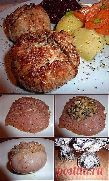 Курица с грибами или куриные бомбочки