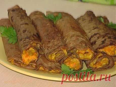 Блинчики печеночные с начинкой.