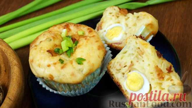 Рецепт: Закусочные кексы с яйцом и беконом на RussianFood.com