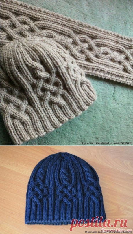 зимняя шапочка &quot;Snowtracks Cap&quot; спицами.
