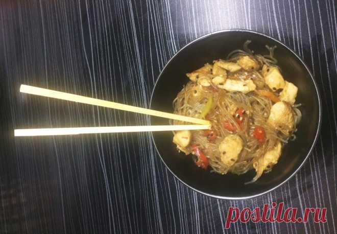 Фунчоза с курицей и овощами - рецепт с фото пошагово