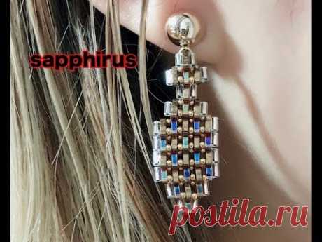 【ビーズステッチ】クオーターティラビーズで編む幾何学模様のピアス☆作り方　How to make : geometric earrings : Quarter TILA.