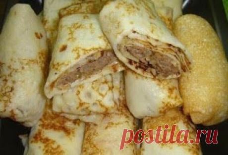 Самые вкусные рецепты: Блинчики с мясом
