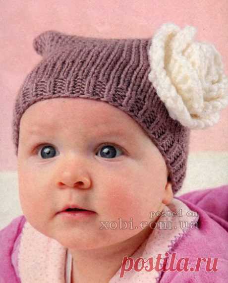 шапочка с цветком для младенца