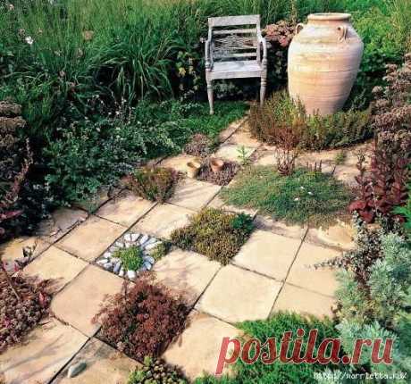 Патио для сада из тротуарной плитки и кирпича | Самоделкино