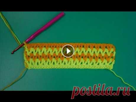 Цветной узор крючком - Color pattern crochet Сайт &quot;О вязании&quot; Описание: СКАЧАТЬ видео:...