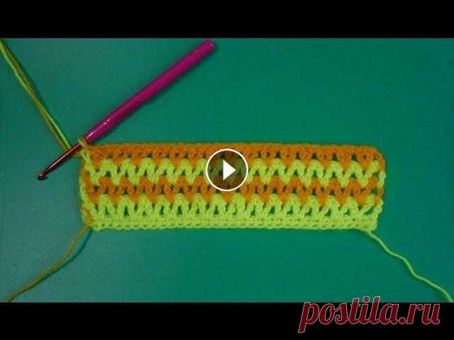 Цветной узор крючком - Color pattern crochet Сайт "О вязании" Описание: СКАЧАТЬ видео:...